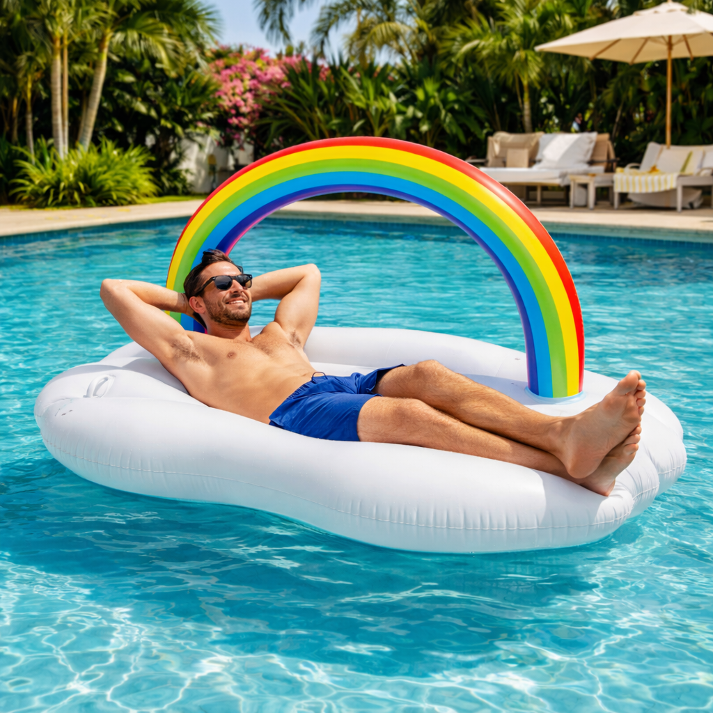 Inflatable Rainbow Cloud Float Tube 185cm (L) For Pool