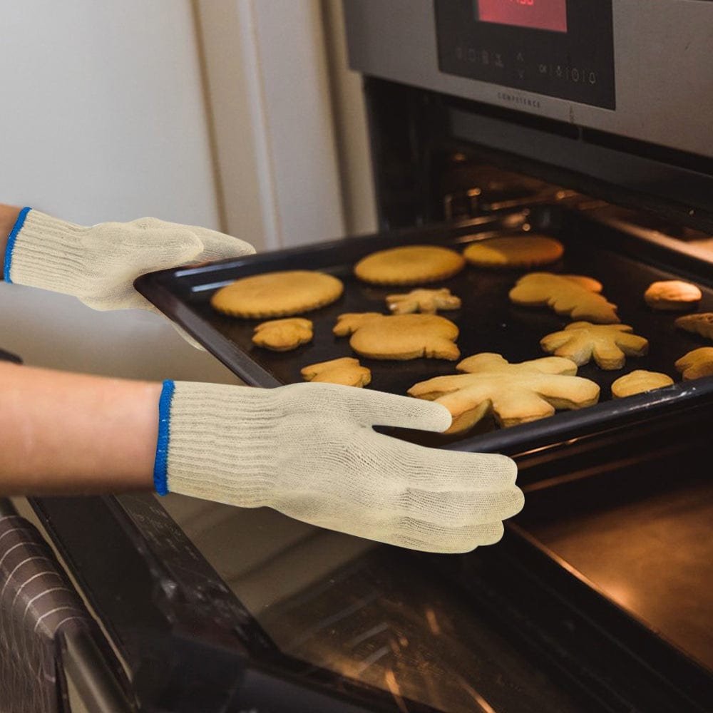 1 Pair 5 Finger Oven Mitt Bbq Grill Gloves - 06