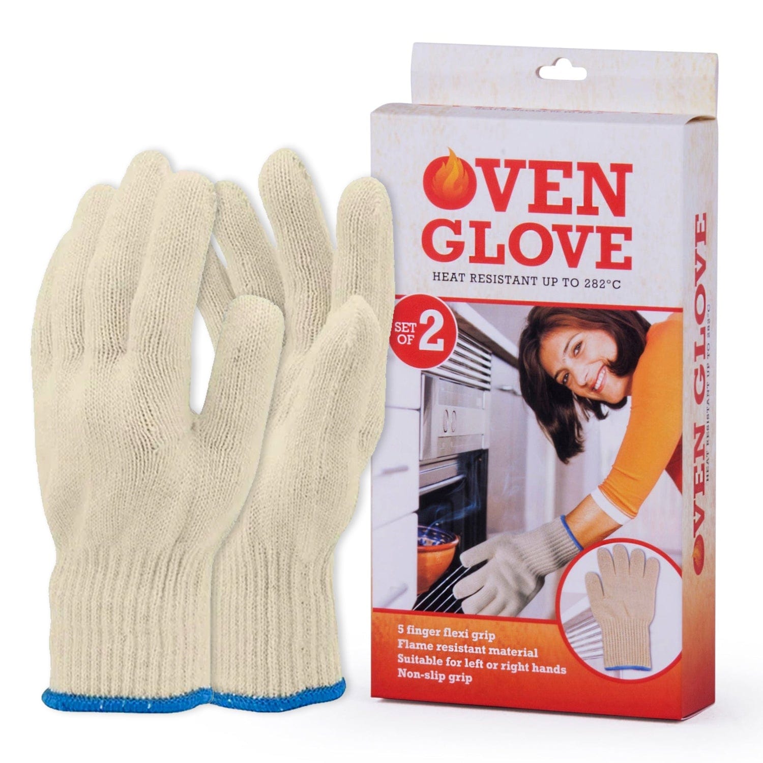 1 Pair 5 Finger Oven Mitt Bbq Grill Gloves - 07