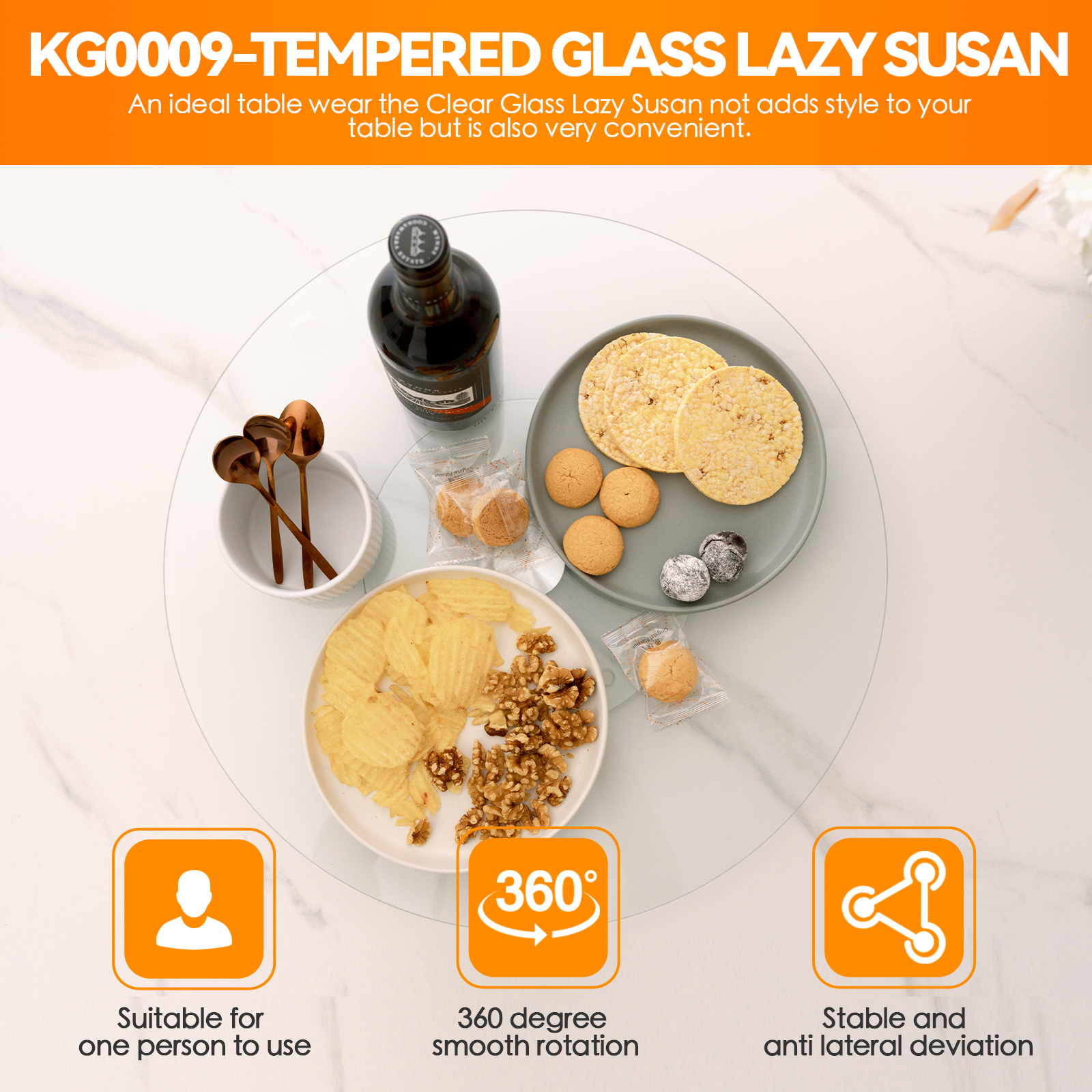 Tempered Glass Lazy Susan 35Cm - 09