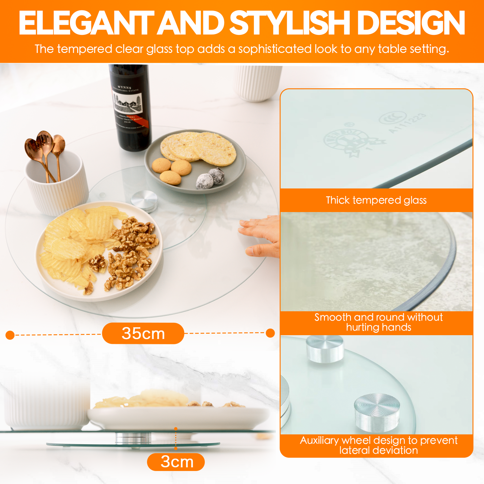 Tempered Glass Lazy Susan 35Cm - 03