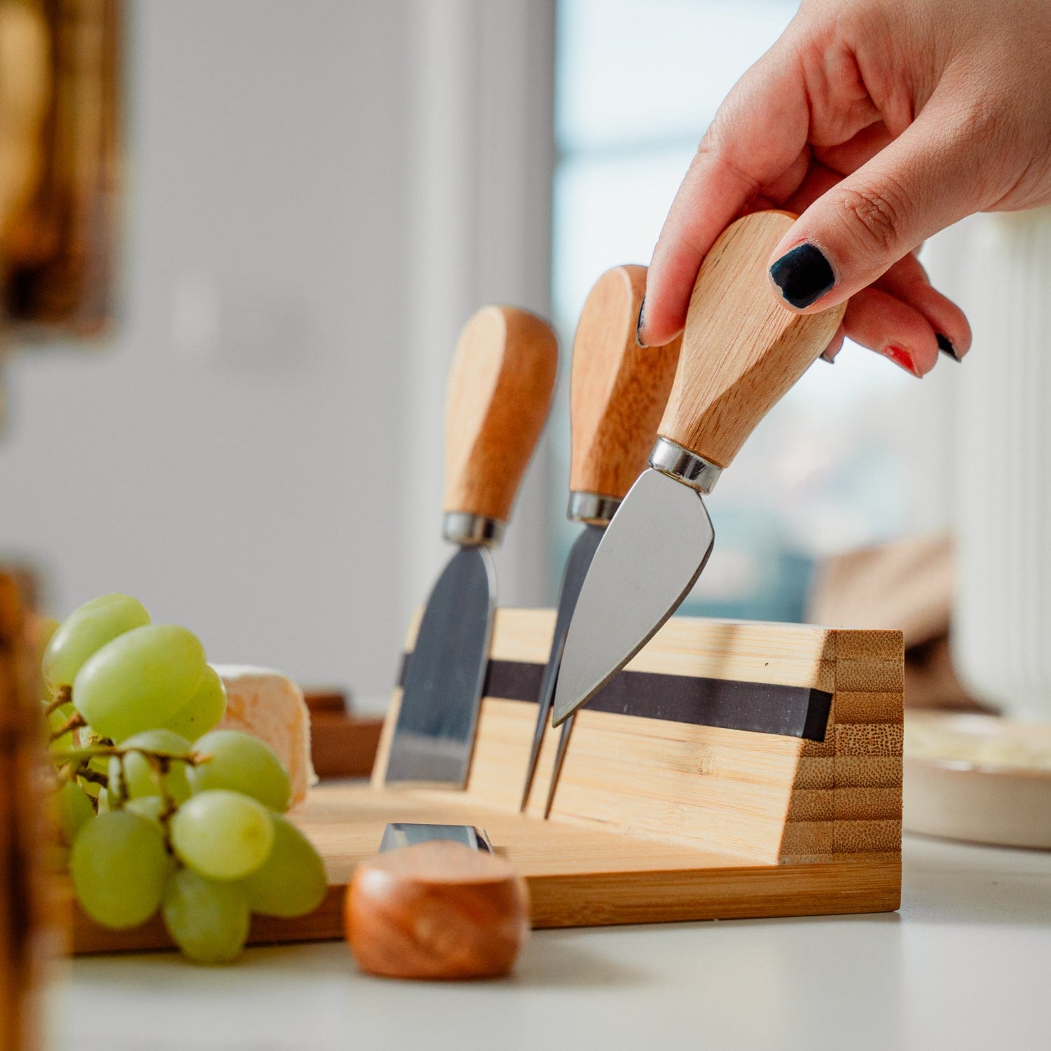 Bamboo Cheese Board And Knife Set - 13