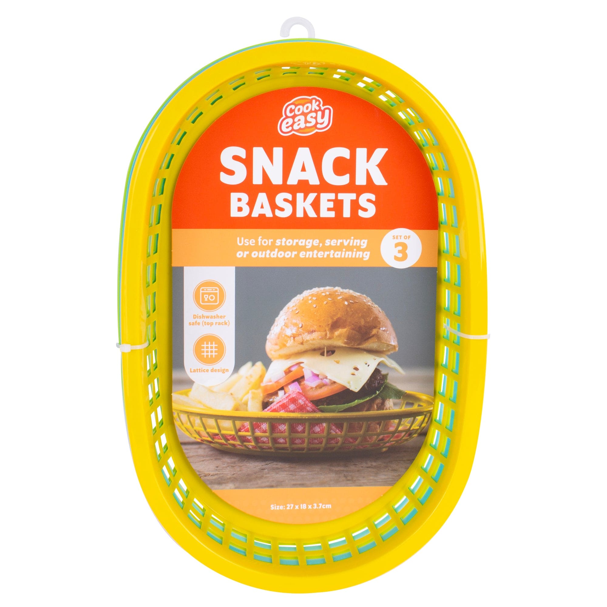 3 Pcs Cook Easy Oval Plastic Snack Baskets - 01