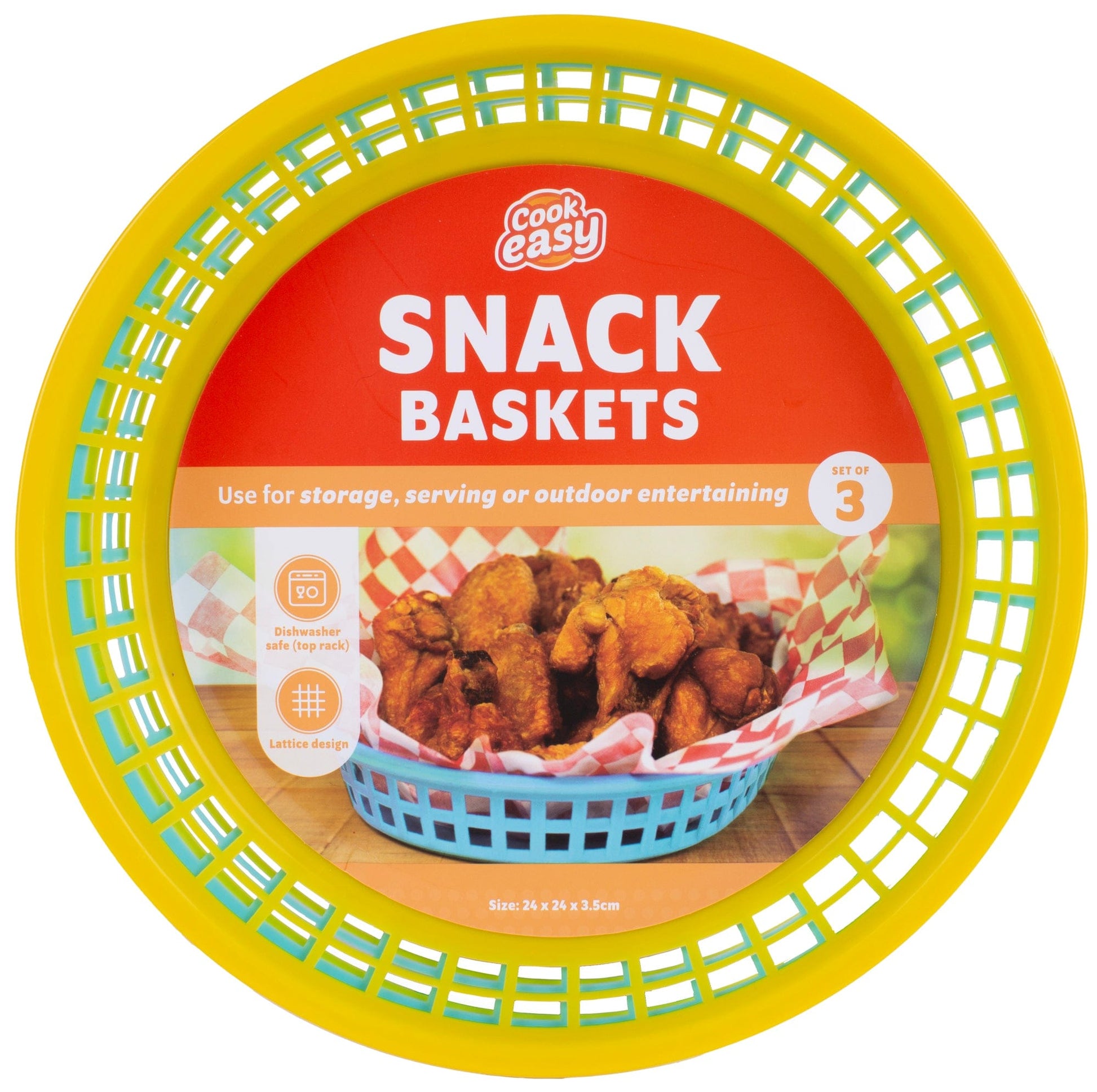 3 Pcs Cook Easy Round Plastic Snack Baskets - 12