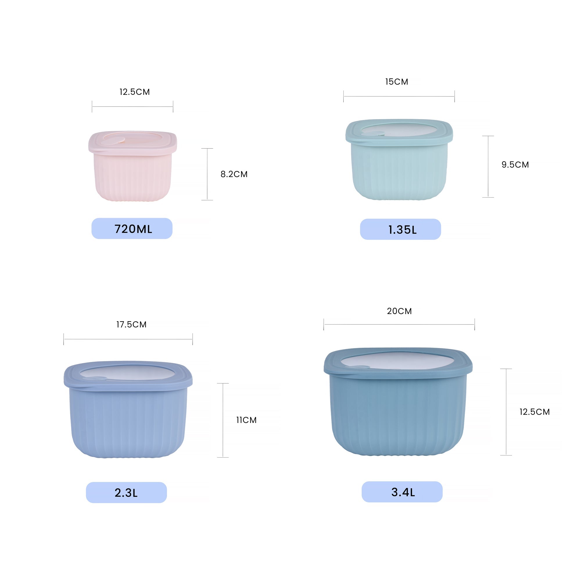 4 Pcs Cook Easy Square Nested Food Storage Set - 12