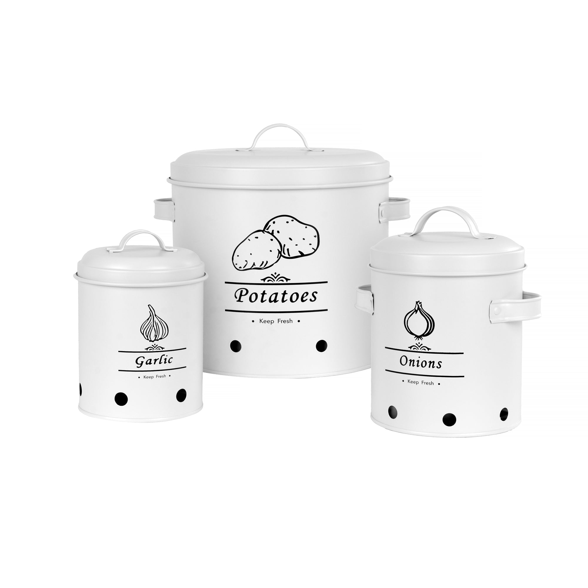 3 Pcs Galvanised Iron Fruit Vegetable Storage Tins - 11