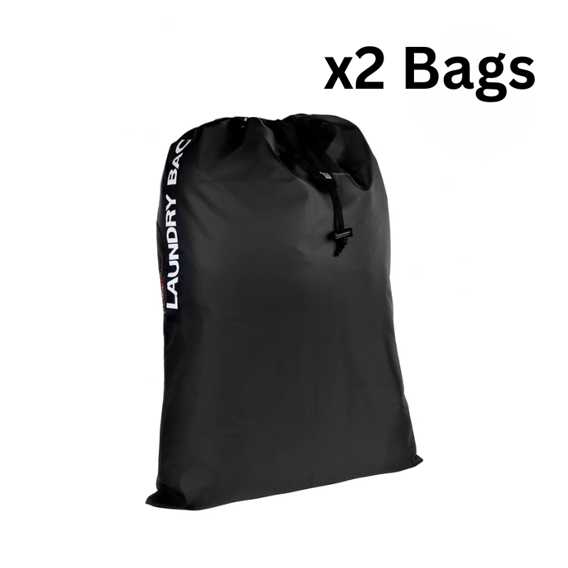 2PCS Travel laundry bag with drawstring closure - Black