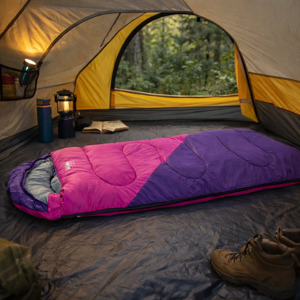 Kids Single Sleeping Bag 172cm Thermal Camping Hiking - Pink
