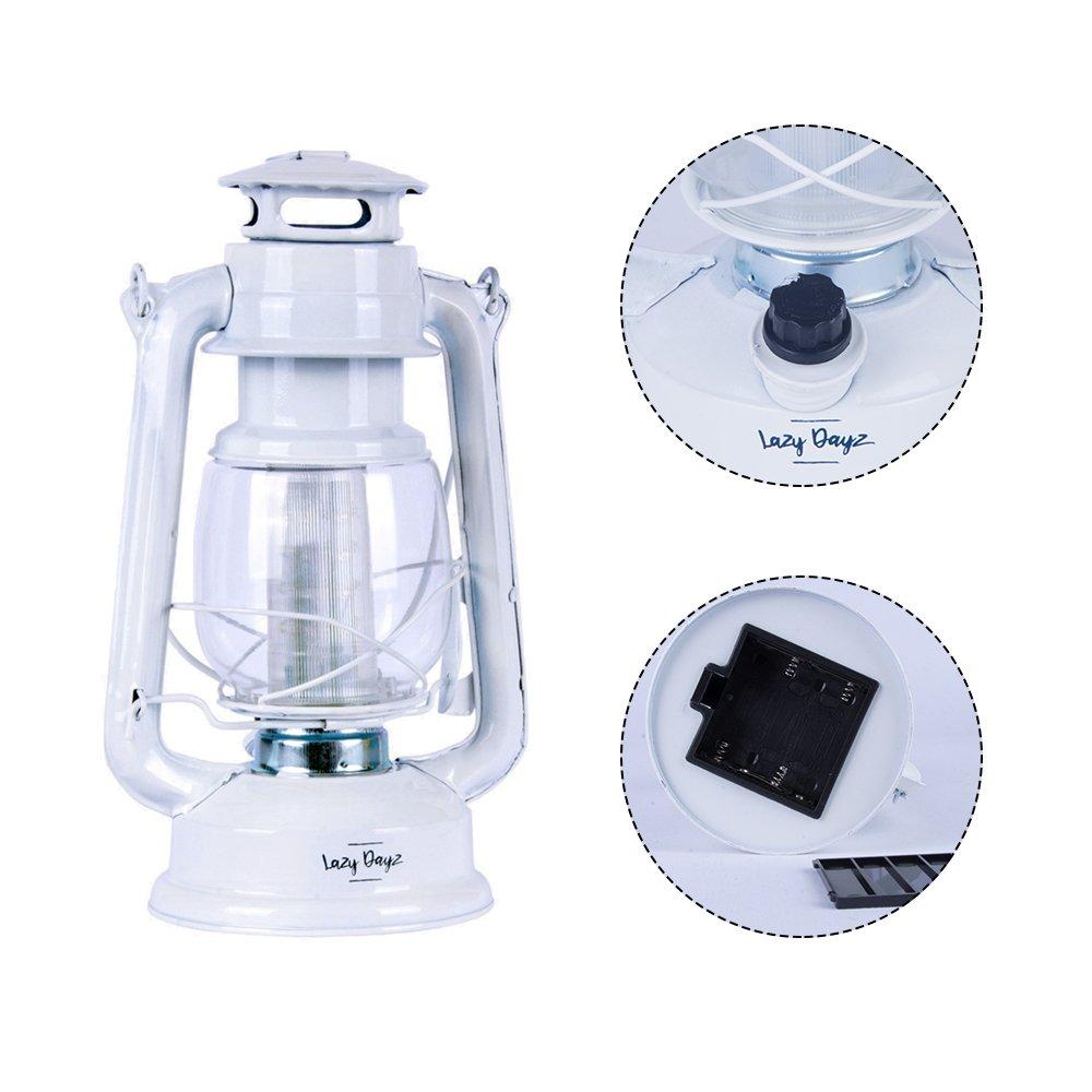 12 Led Solid Metal Camping Hurricane Lantern White - 04