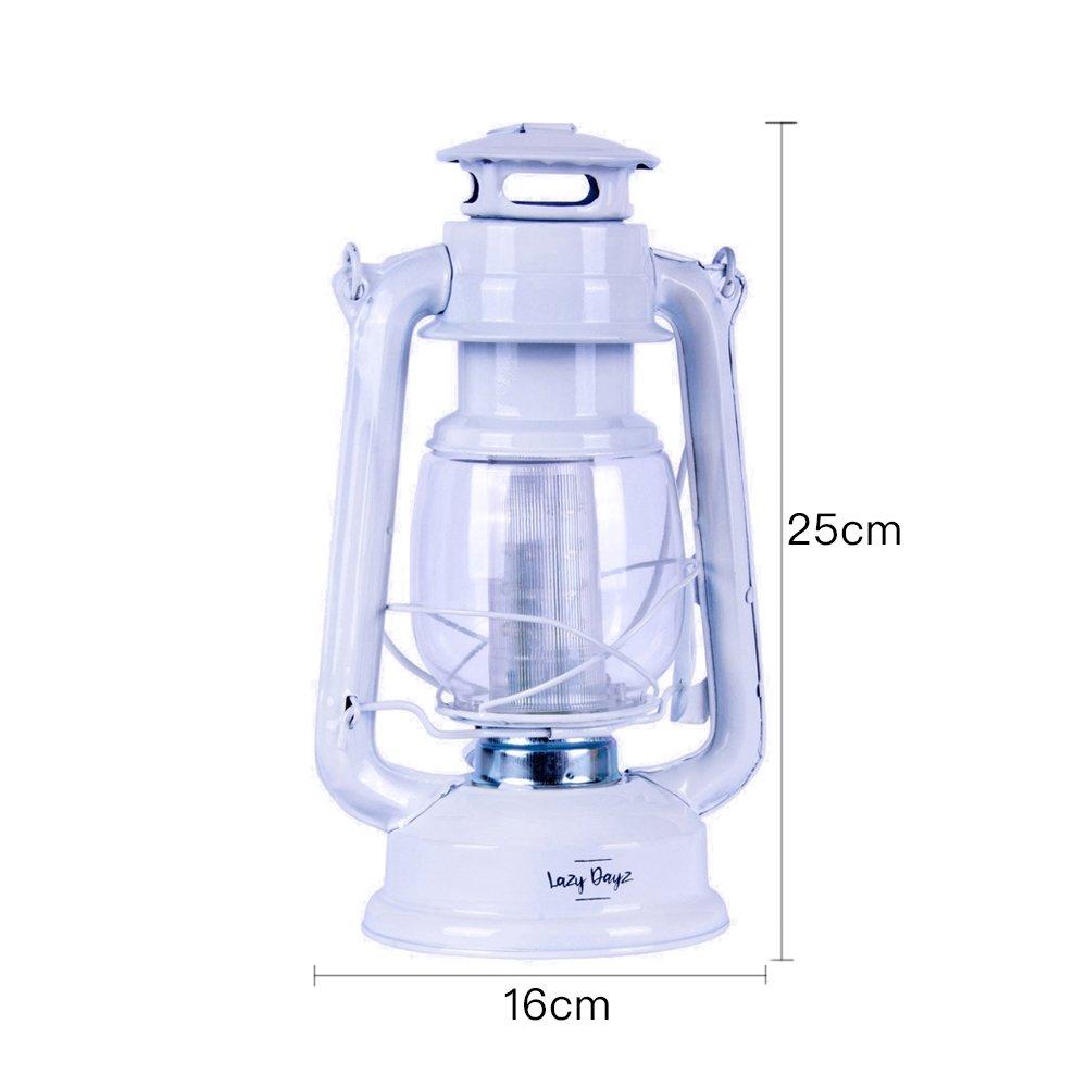 12 Led Solid Metal Camping Hurricane Lantern White - 06