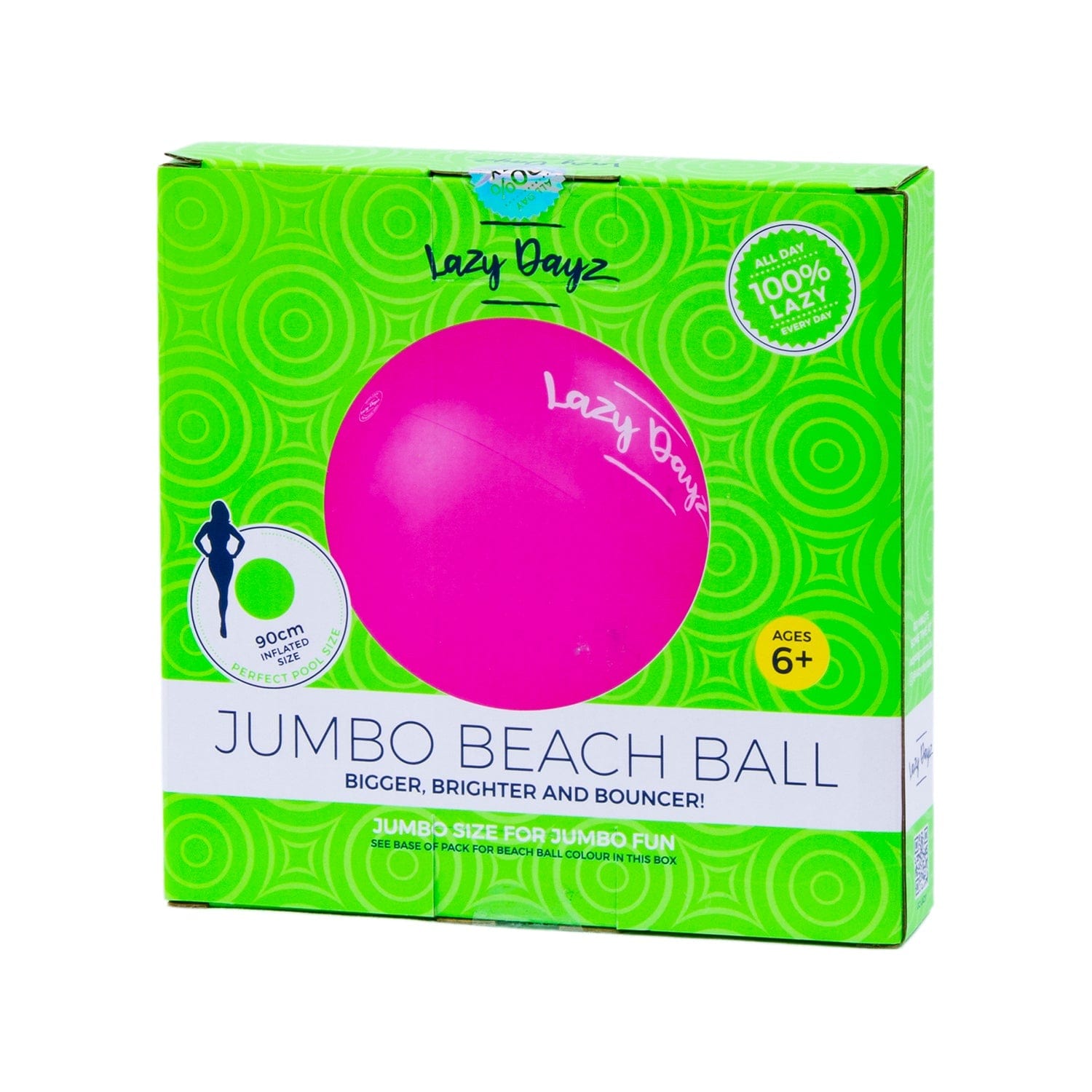 90Cm Lazy Dayz Inflatable Jumbo Beach Ball Pink - 02