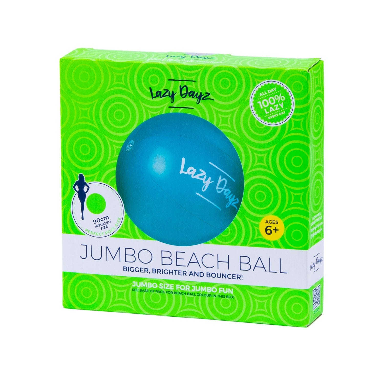 90Cm Lazy Dayz Inflatable Jumbo Beach Ball Teal - 02