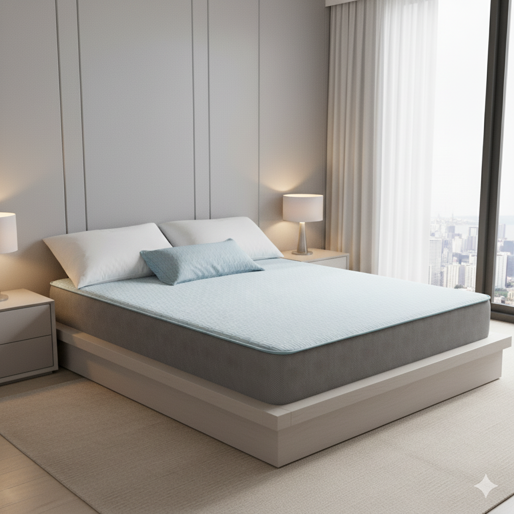 2PCS Latex Cooling Bed Mattress Topper Single Size - Grey