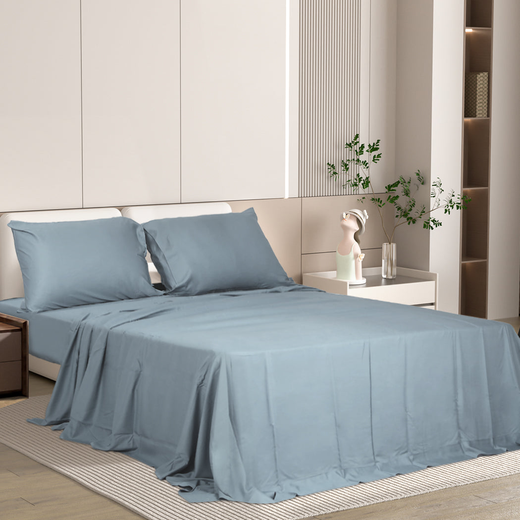 Dreamz 4pcs Double Size 100% Bamboo Bed Sheet Set in Grey Colour-1954802919064866822