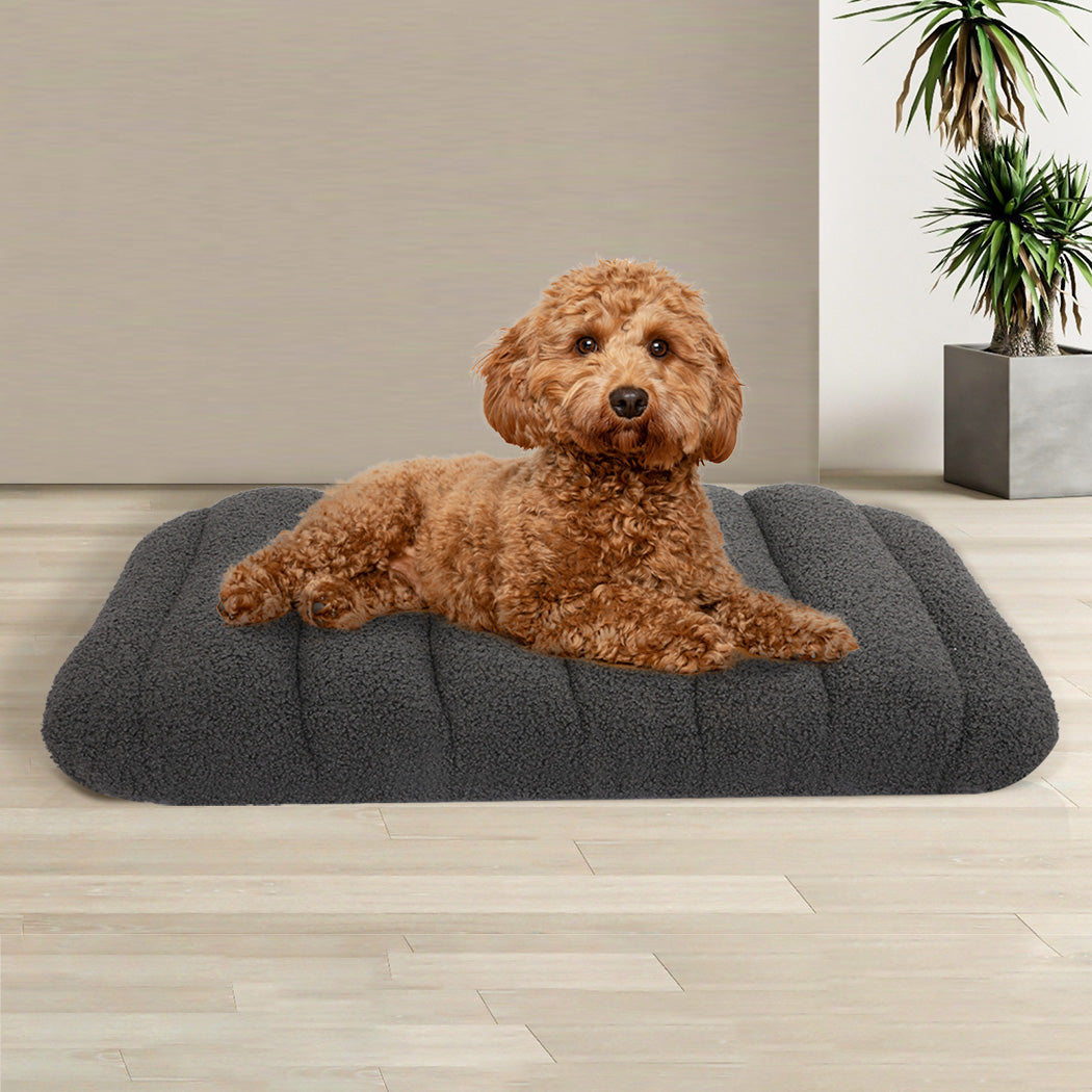 Pawz M Size Orthopedic Dog Bed with Sherpa Plush Removable Cover in Grey-2018816699335315462