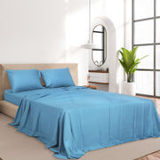 Dreamz 4pcs King Size 100% Bamboo Bed Sheet Set in Blue Colour-2006733220518957062