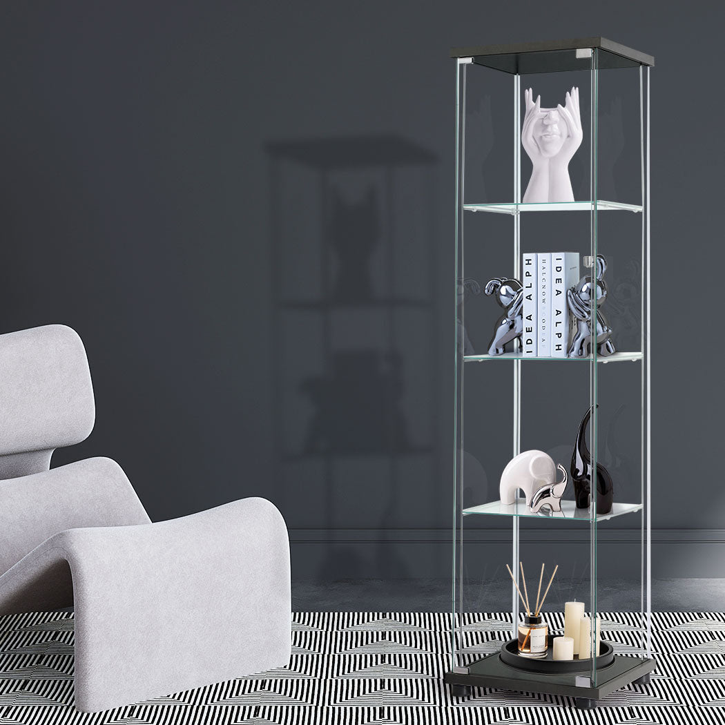 Stacked Display Storage Cabinet Glass Black-1954803004075020294
