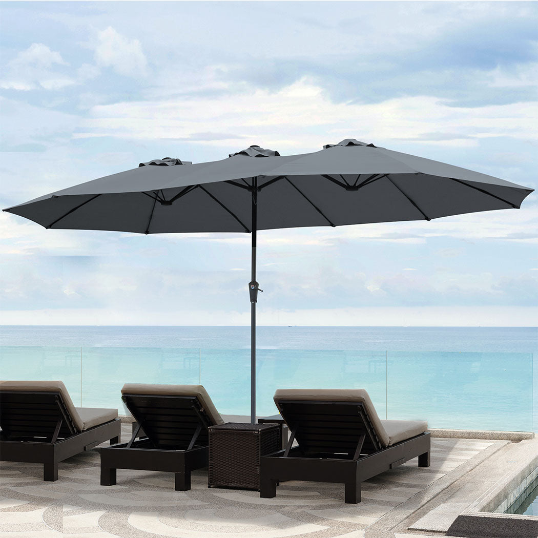 Centra 4.5M Double-sided Patio Umbrella Outdoor Umbrella Base Stand Grey-2018816843556458502