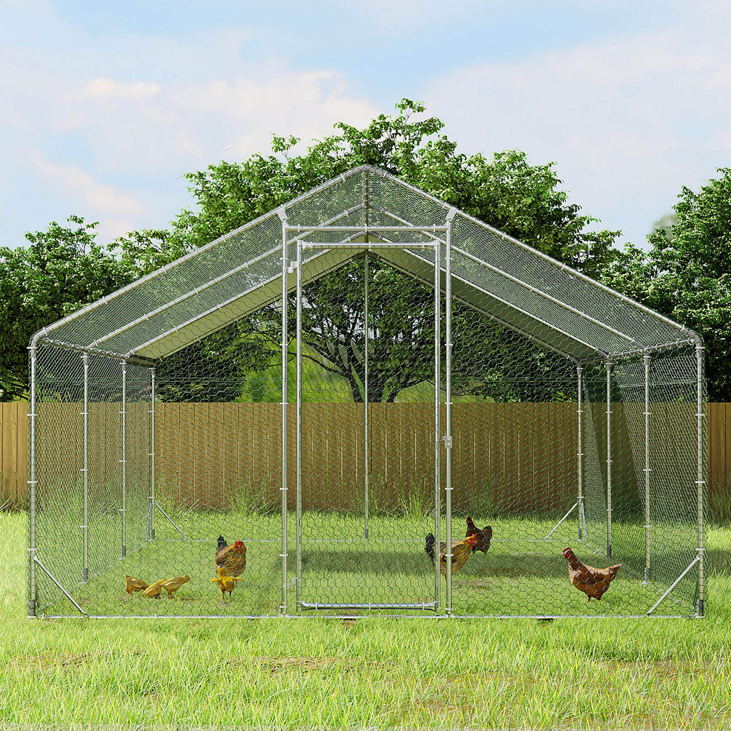 Pawz 600x300x194cm Large Metal Walk-in Chicken Coop Cage-2006732696268705798