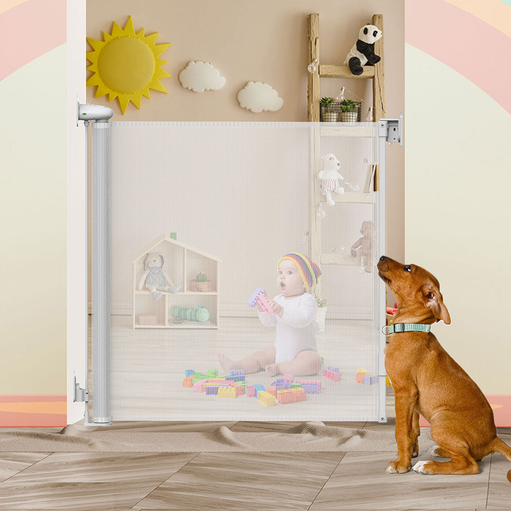 BoPeep Retractable Baby Safety Gates 150cm White 150 cm-1954802789074997254