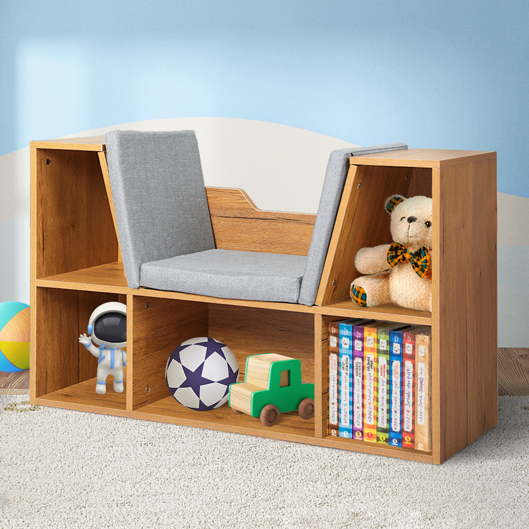 Levede Kids Bookcase Toys Box Shelf Brown-2018816836392587270