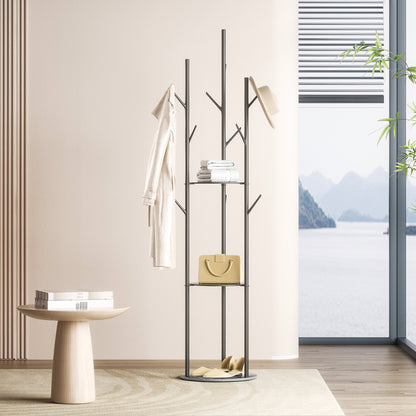 Levede Coat Rack Clothes Stand 8 Hook Organizer Black-1954803015181537286