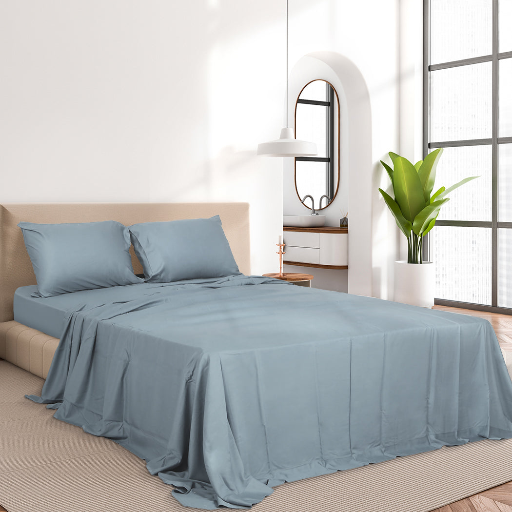 Dreamz 4pcs King Size 100% Bamboo Bed Sheet Set in Grey Colour-1954802919937282054