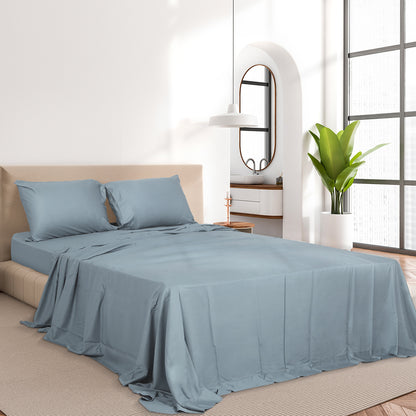 Dreamz 4pcs King Size 100% Bamboo Bed Sheet Set in Grey Colour-1954802919937282054