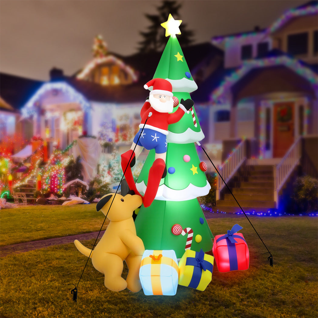 Santaco Inflatable Christmas 2.4M Xmas Tree Santa Claus-1952534170358124550