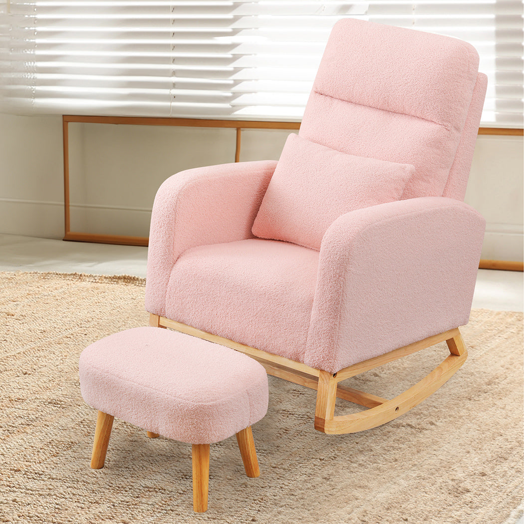 Levede Rocking Chair Ottoman Footrest With Side Pocket-2006732687682965511