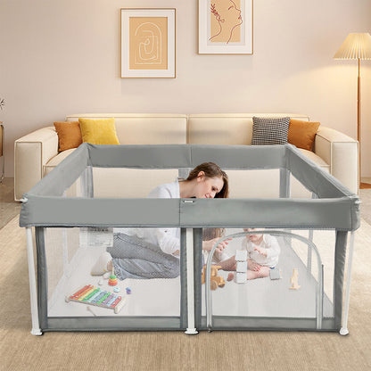 Kids Playpen Foldable 125X125 &amp; 30 Ocean Balls - Grey