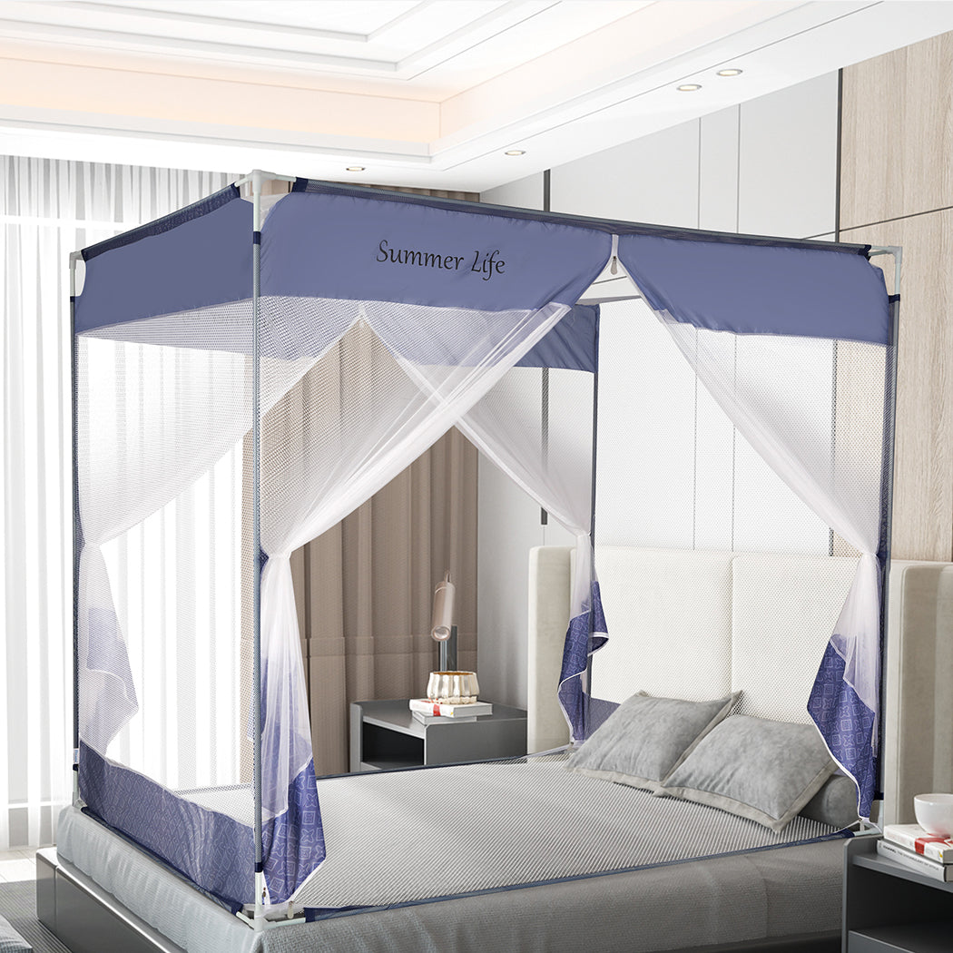 Dreamz Mosquito Bed Nets Foldable Canopy Square Blue-1954802841113726983