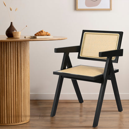 Levede 2x Black Wicker Armchair Dining Chair-1966287371402088454