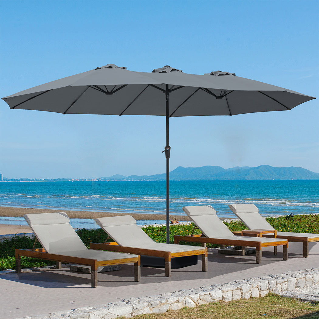Centra 4.5M Double-sided Patio Umbrella Outdoor Umbrella Base Stand Grey-2018816843556458503