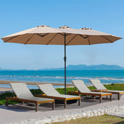 Centra 4.5M Double-sided Patio Umbrella Outdoor Umbrella Base Stand Khaki-2018816843380297735