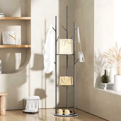 Levede Coat Rack Clothes Stand 8 Hook Organizer Black-1954803015181537287