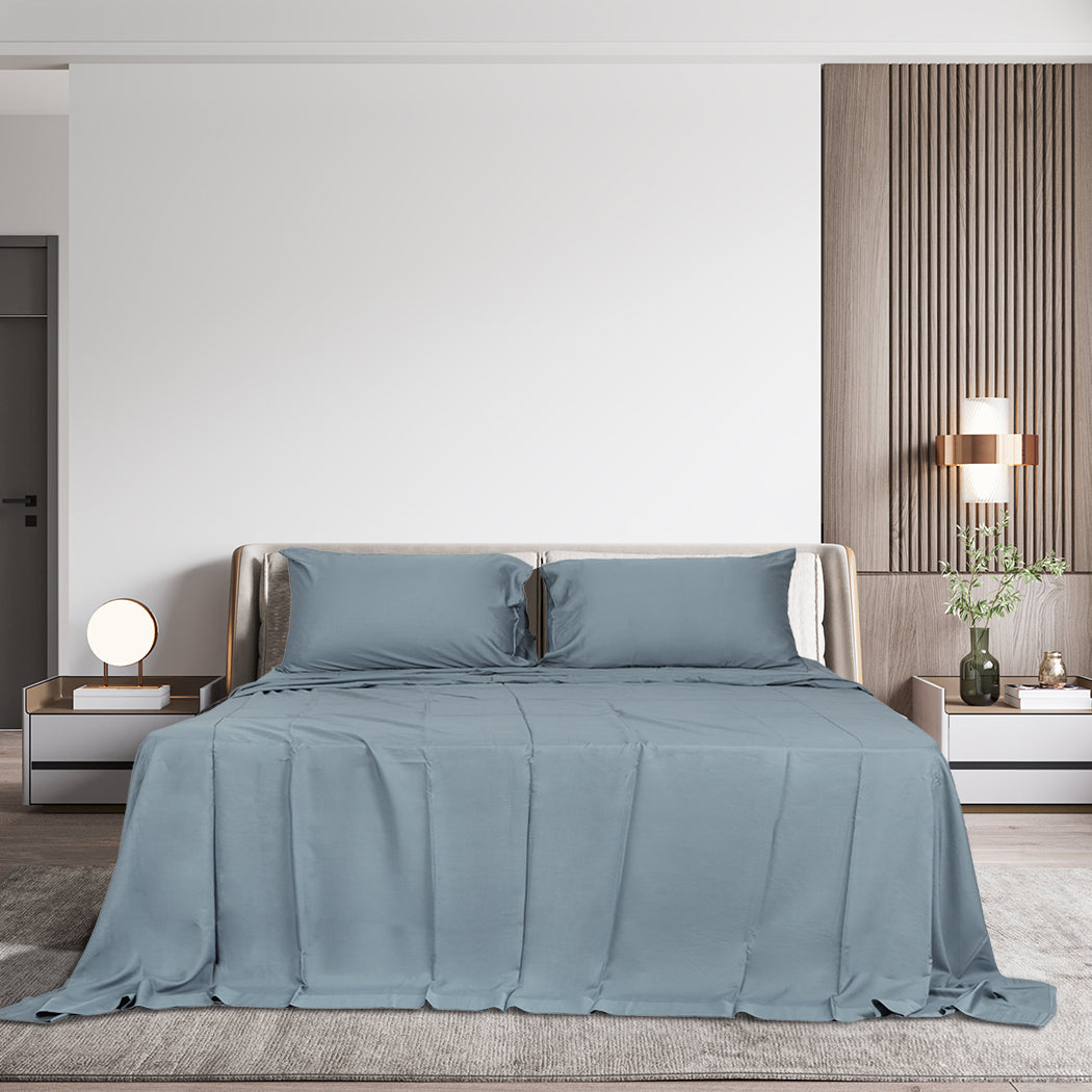 Dreamz 4pcs King Size 100% Bamboo Bed Sheet Set in Grey Colour-1954802919937282055