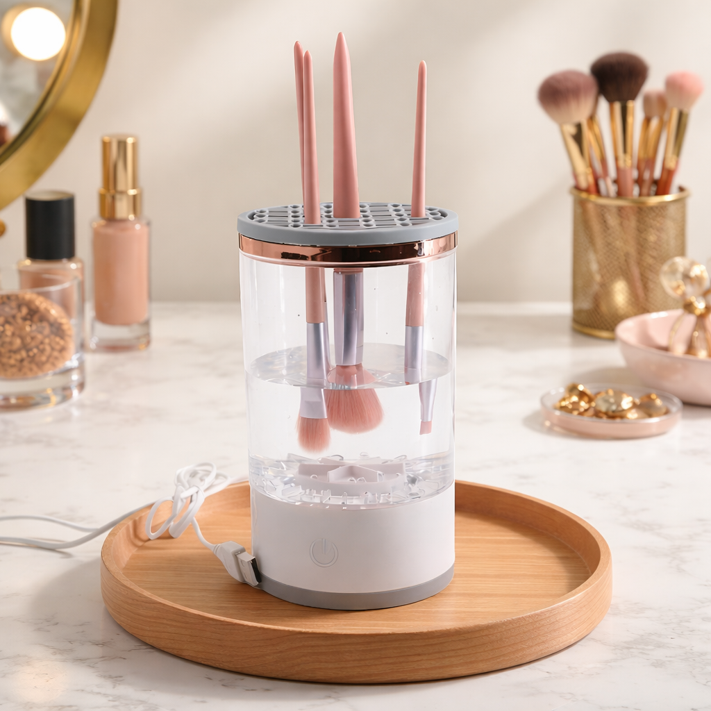 Cosmetic Brush Cleaning and Drying All-In-One Device