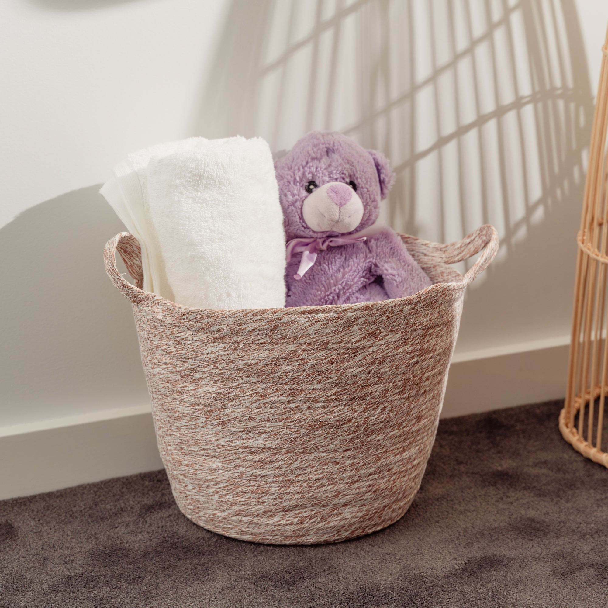 2 Pcs Cotton Rope String Carry Handles Storage Baskets Set - 02