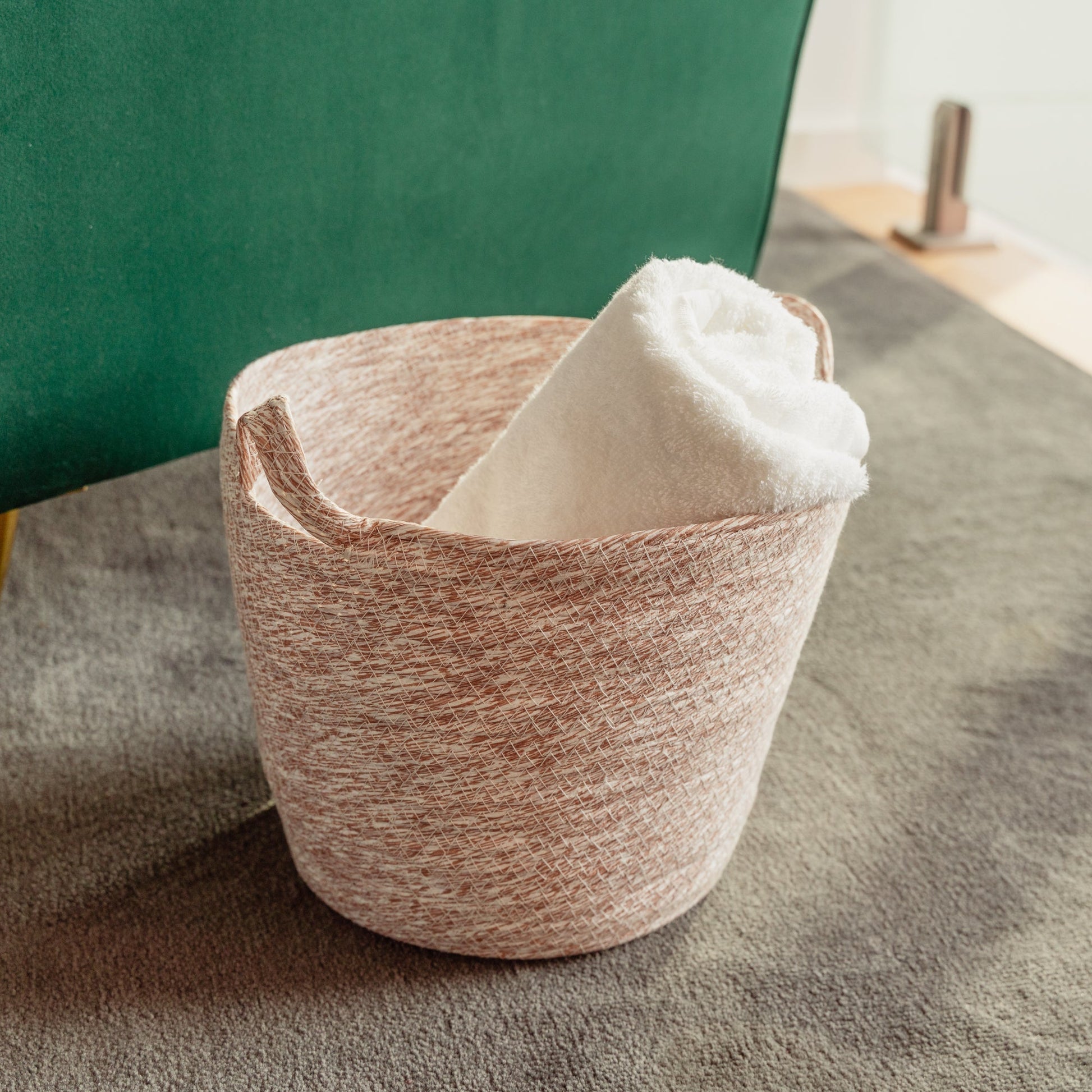 2 Pcs Cotton Rope String Carry Handles Storage Baskets Set - 07