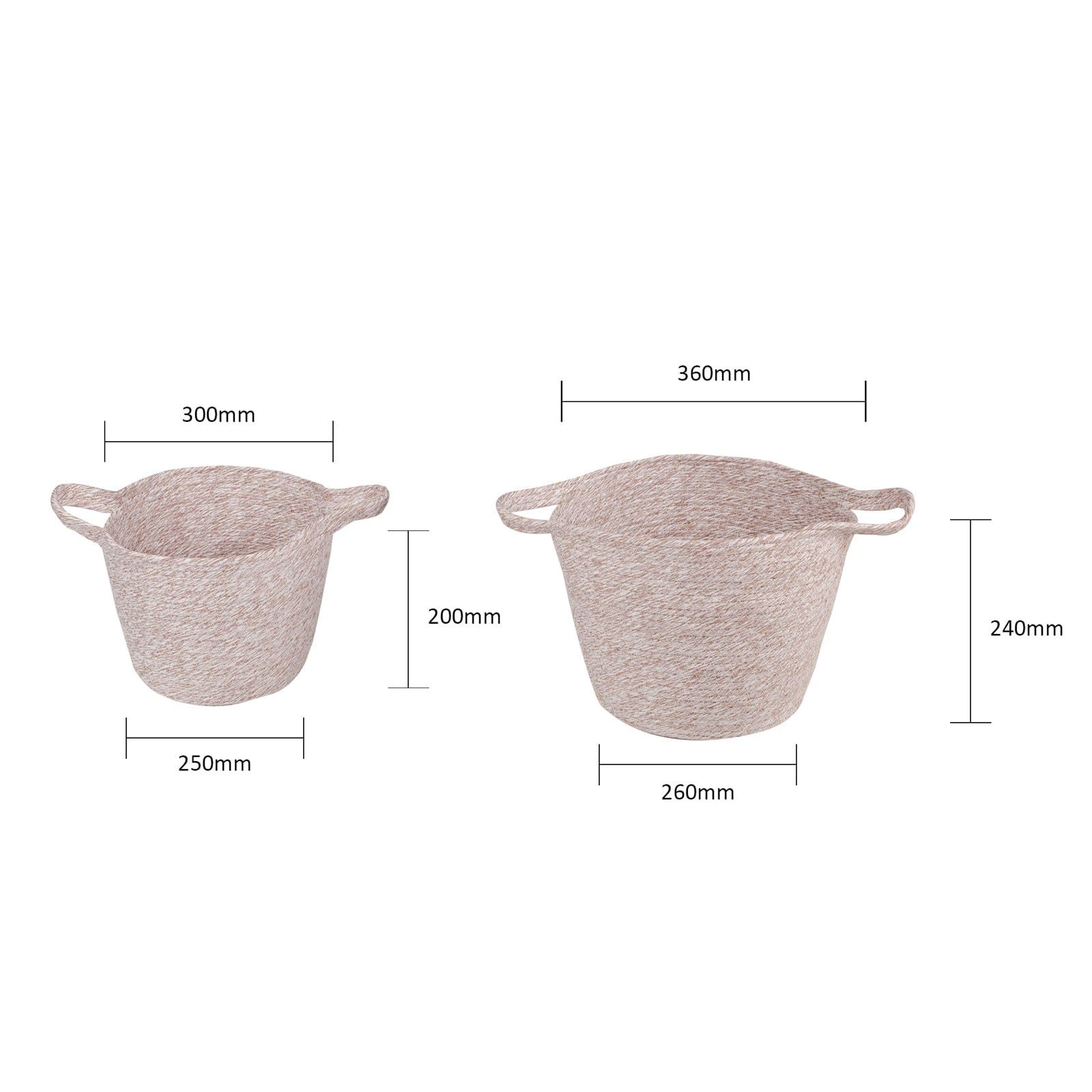 2 Pcs Cotton Rope String Carry Handles Storage Baskets Set - 10