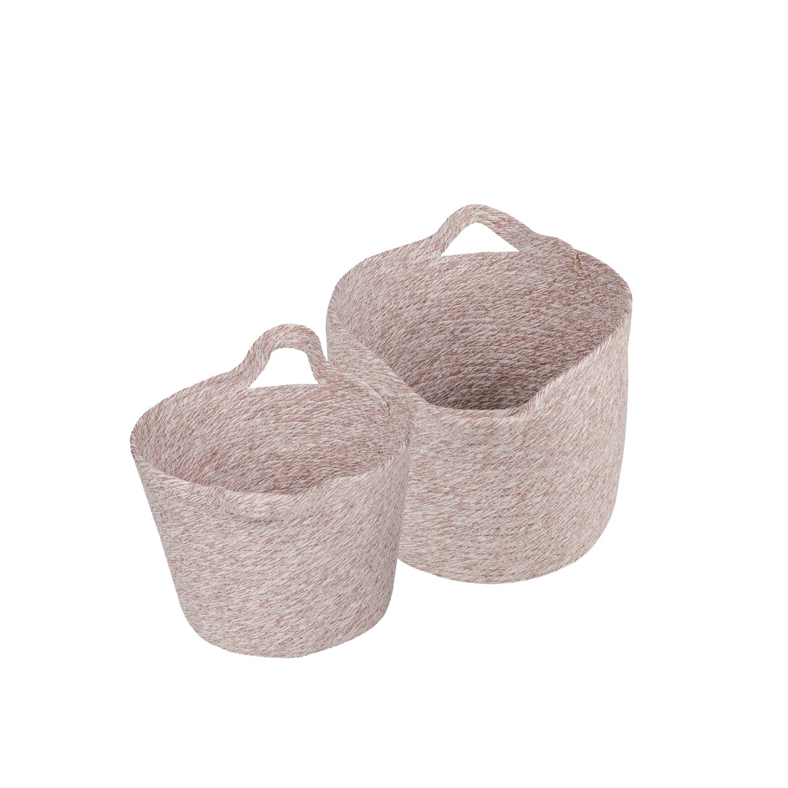 2 Pcs Cotton Rope String Carry Handles Storage Baskets Set - 01