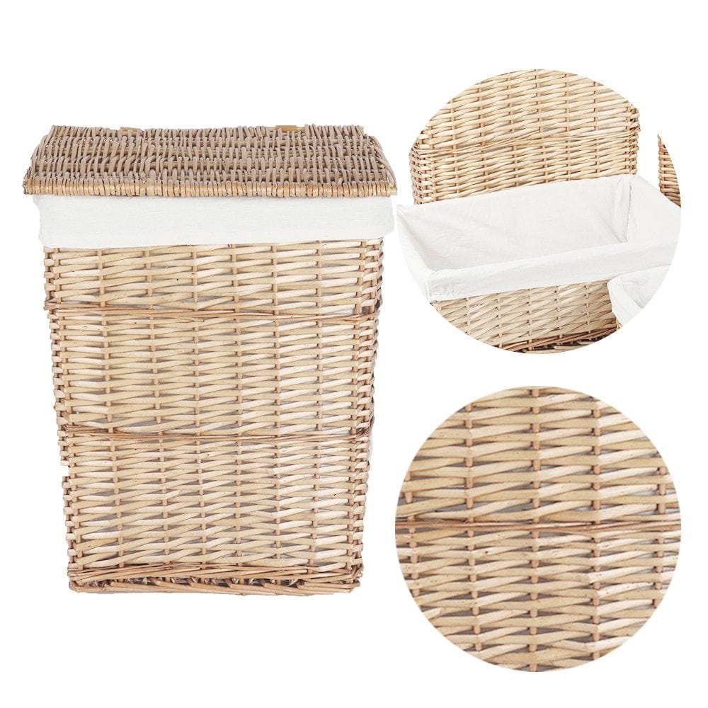 6 Pcs Wicker Storage Baskets With Liner Set - 03