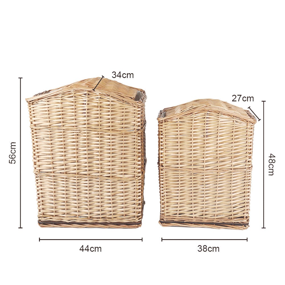 2 Pcs Wicker Storage Baskets With Lid Set - 03