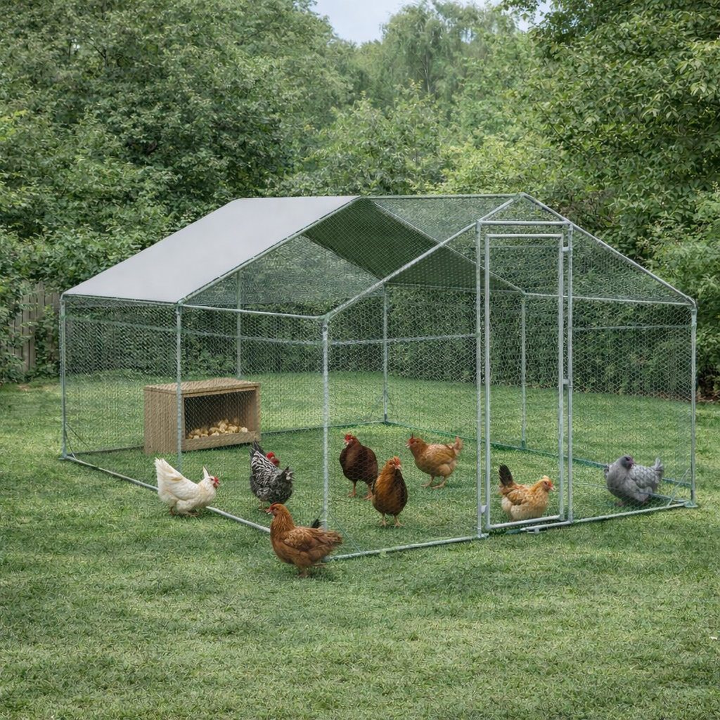 Medium Metal Walk-in Chicken Coop Cage 400(L)x300(W)x194(H)cm