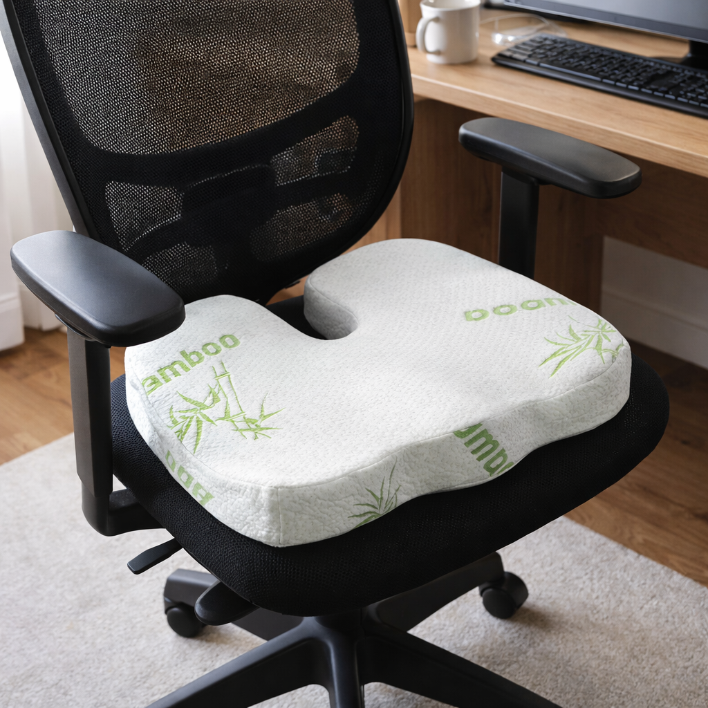 Memory Foam Seat Cushion with Bamboo Cover