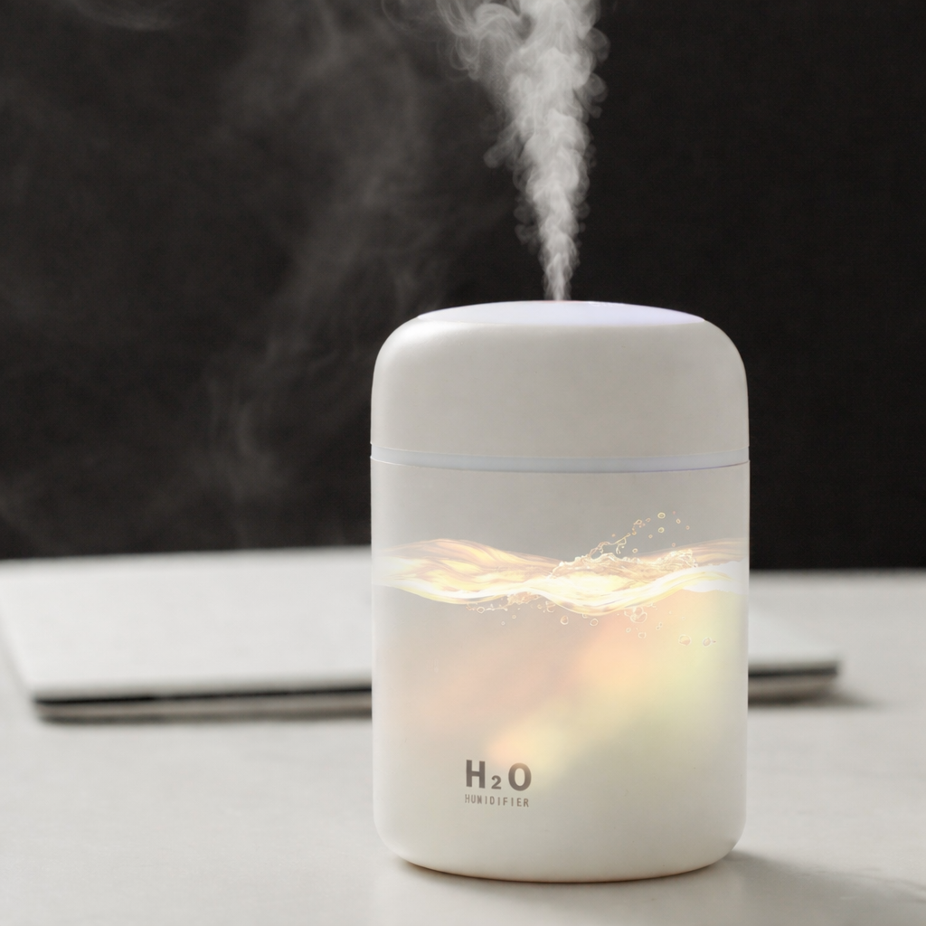 Mini LED Humidifier 300ml - White
