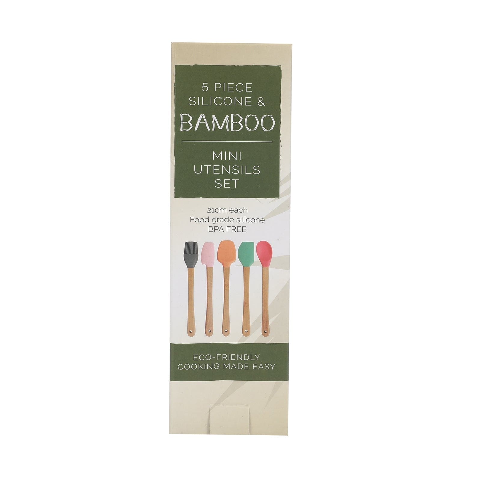 5Pcs Mini Silicone And Bamboo Utensils Set - 09
