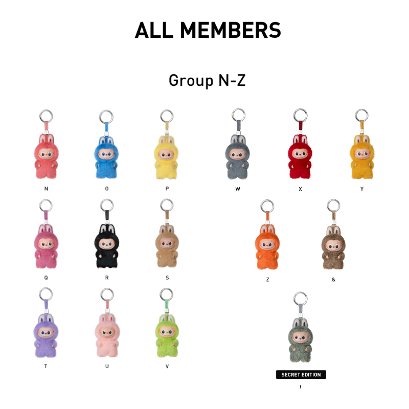 THE MONSTERS PIN FOR LOVE SERIES-Vinyl Plush Pendant Blind Box (N-Z)