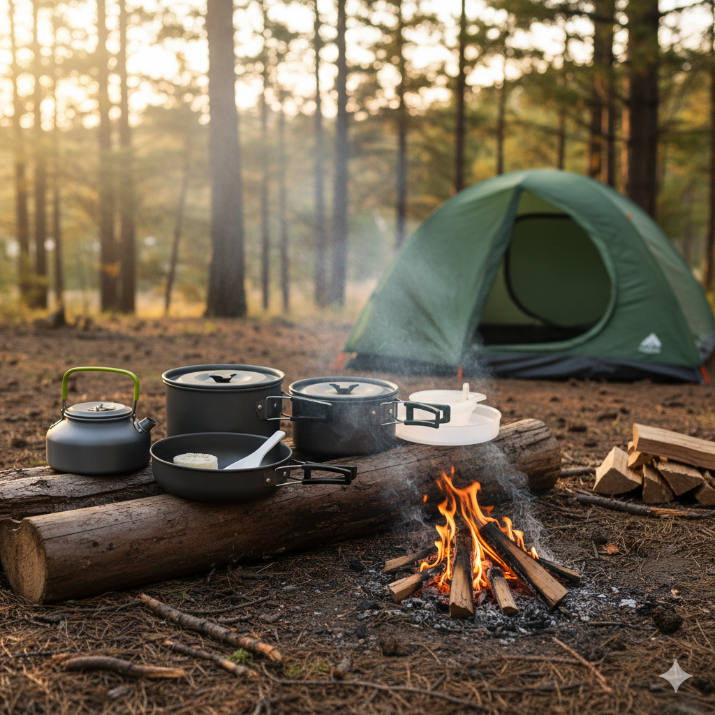 16PCS Camping Cookware Set Outdoor - Black